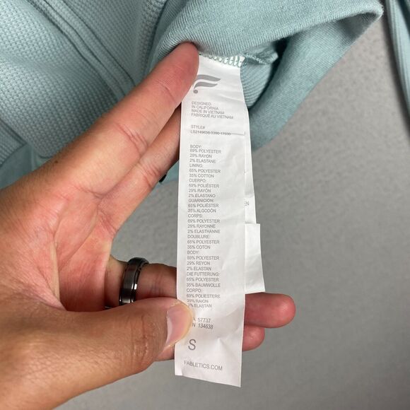 Fabletics Women's Small Zip-Up Waffle Knit Hoodie Silvermist Blue Long Sleeve - Picture 6 of 6